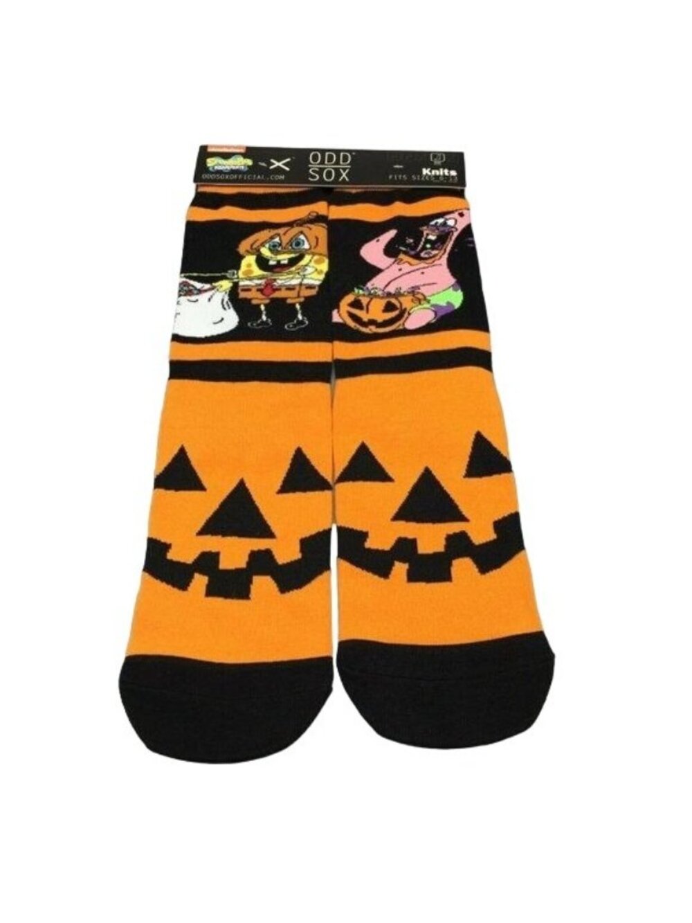 Spongebob Squarepants Halloween Jack o Lantern Men's Crew Socks Shoe Size 6-13